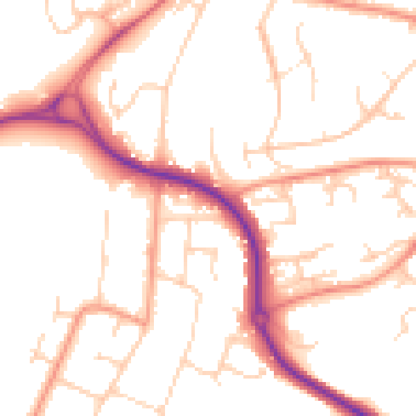 Daytime road noise heatmap for SO22 4ET