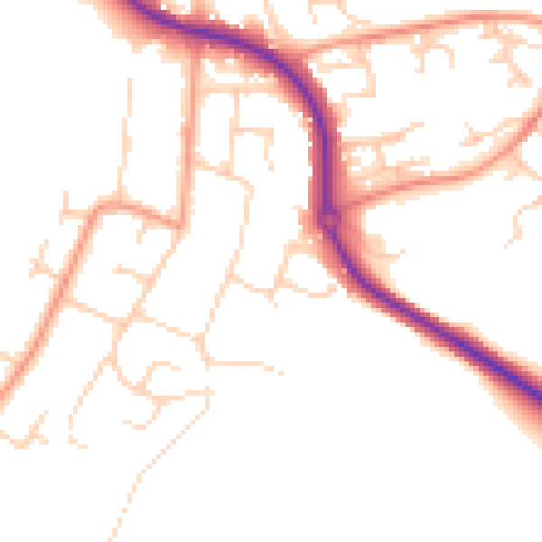 Daytime road noise heatmap for SO22 4HP