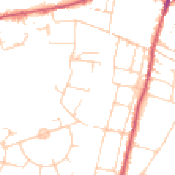 Daytime road noise heatmap for SO22 4NH