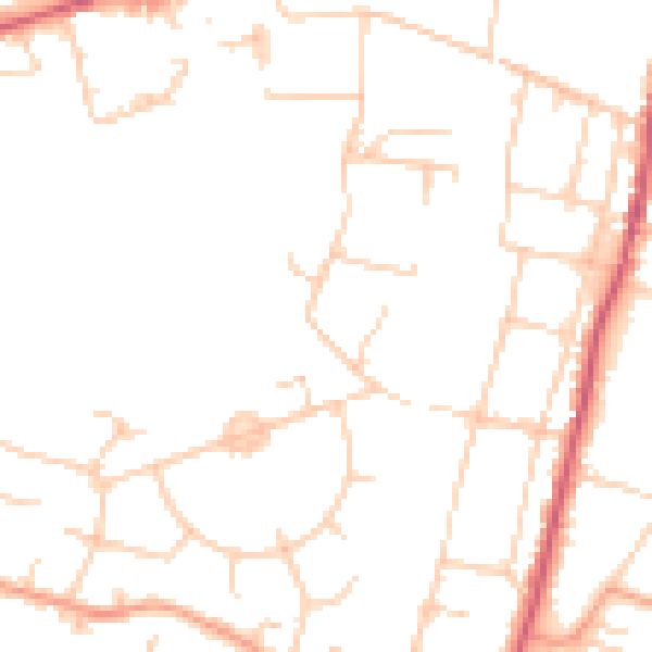 Daytime road noise heatmap for SO22 4NQ