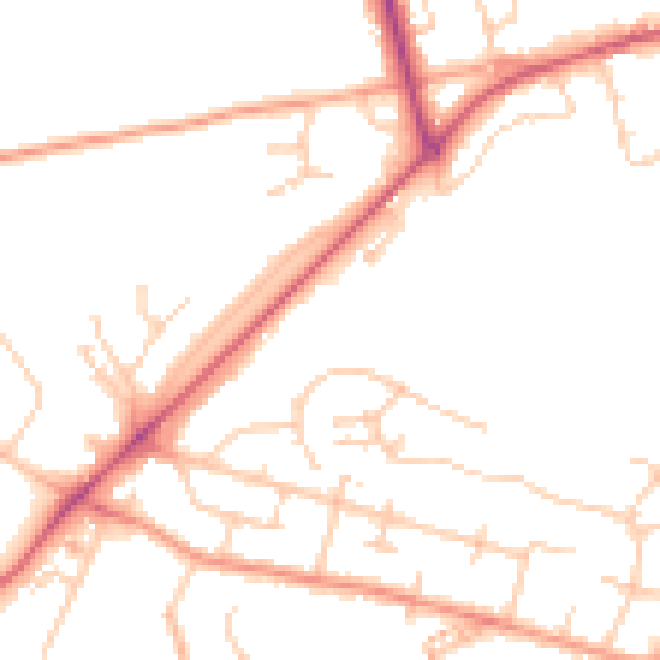 Daytime road noise heatmap for SO22 4NS