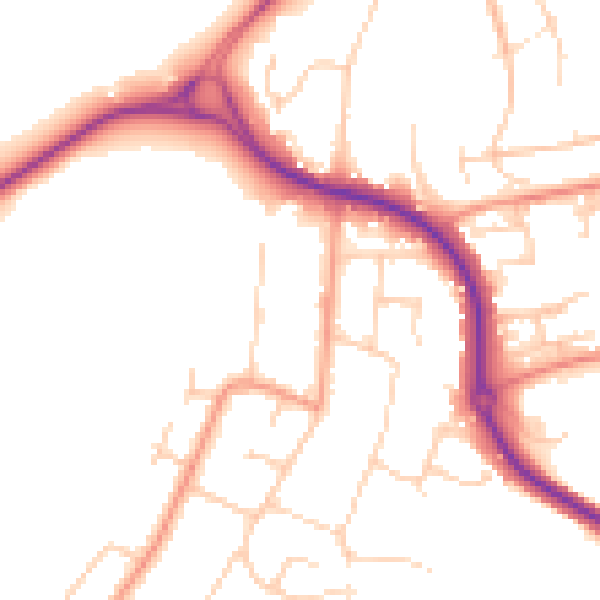 Daytime road noise heatmap for SO22 4PG