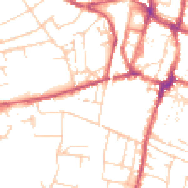 Daytime road noise heatmap for SO22 4PT