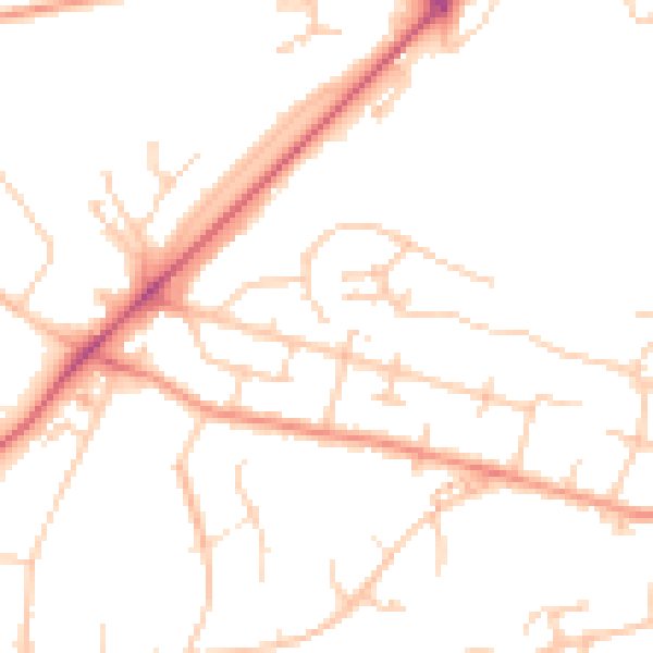 Daytime road noise heatmap for SO22 4RB