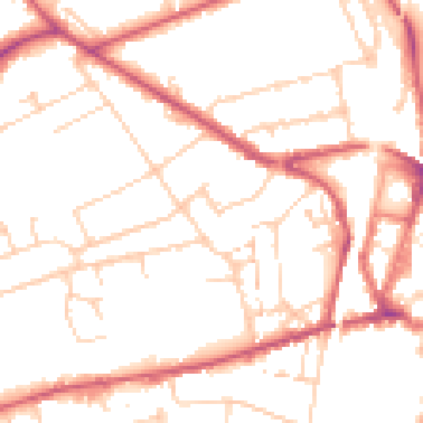 Daytime road noise heatmap for SO22 5AQ