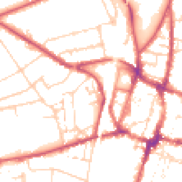 Daytime road noise heatmap for SO22 5BT