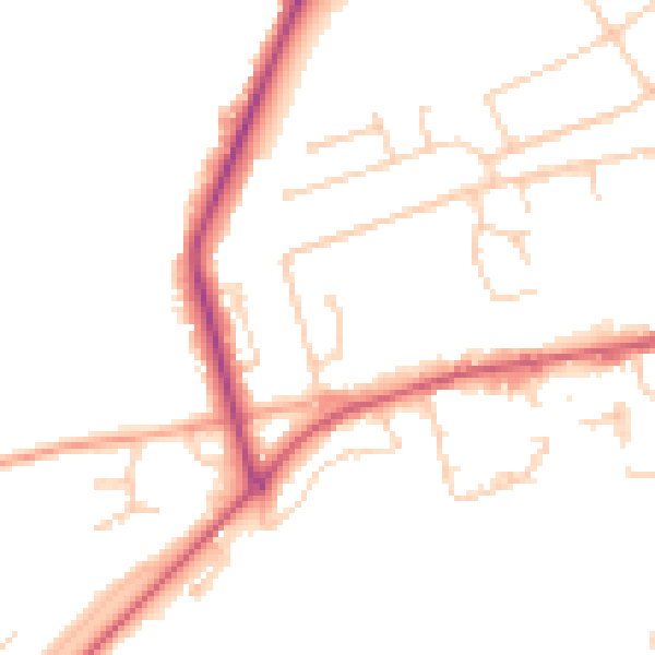 Daytime road noise heatmap for SO22 5DS