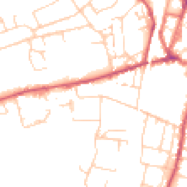 Daytime road noise heatmap for SO22 5EU
