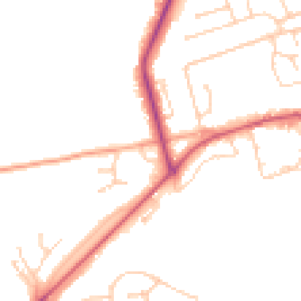 Daytime road noise heatmap for SO22 5FA