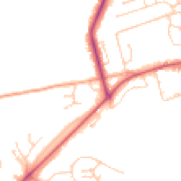 Daytime road noise heatmap for SO22 5FD