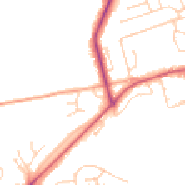Daytime road noise heatmap for SO22 5FG