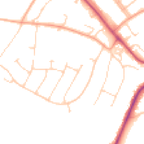 Daytime road noise heatmap for SO22 5NL