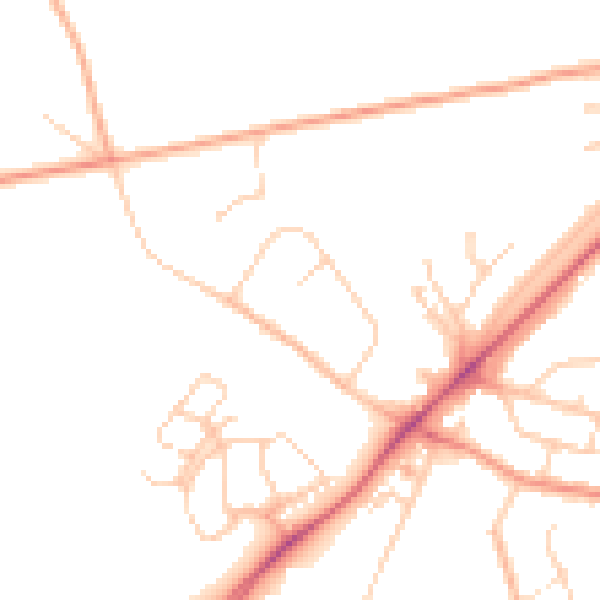 Daytime road noise heatmap for SO22 5PZ