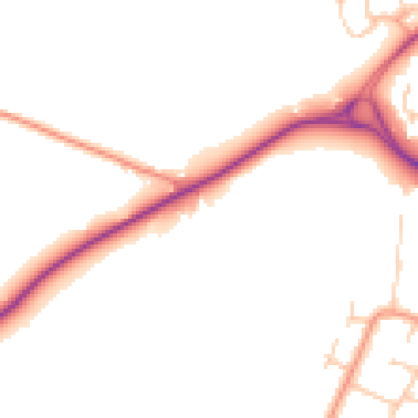 Daytime road noise heatmap for SO22 5QX