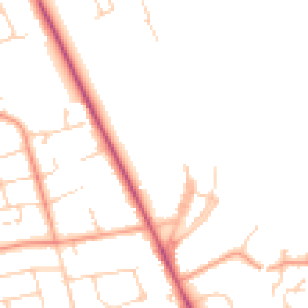 Daytime road noise heatmap for SO22 6SU