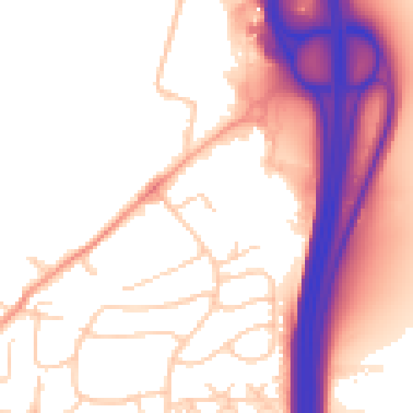 Daytime road noise heatmap for SO23 0AN