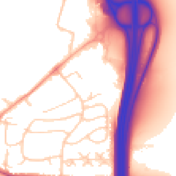 Daytime road noise heatmap for SO23 0AP