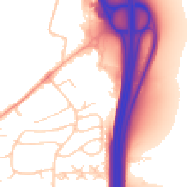 Daytime road noise heatmap for SO23 0AQ