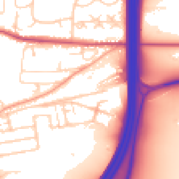 Daytime road noise heatmap for SO23 0DA