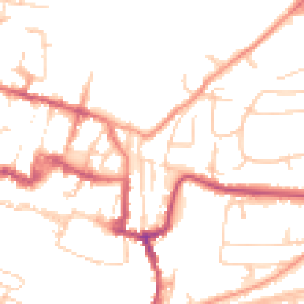Daytime road noise heatmap for SO23 0EN