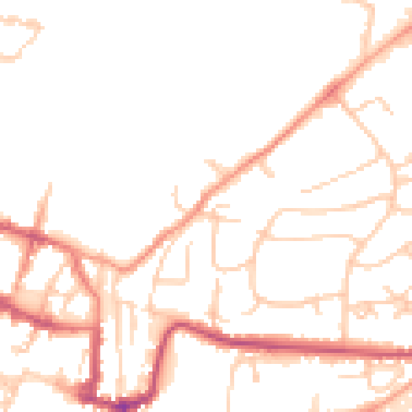 Daytime road noise heatmap for SO23 0EY