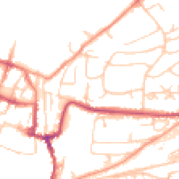 Daytime road noise heatmap for SO23 0HQ