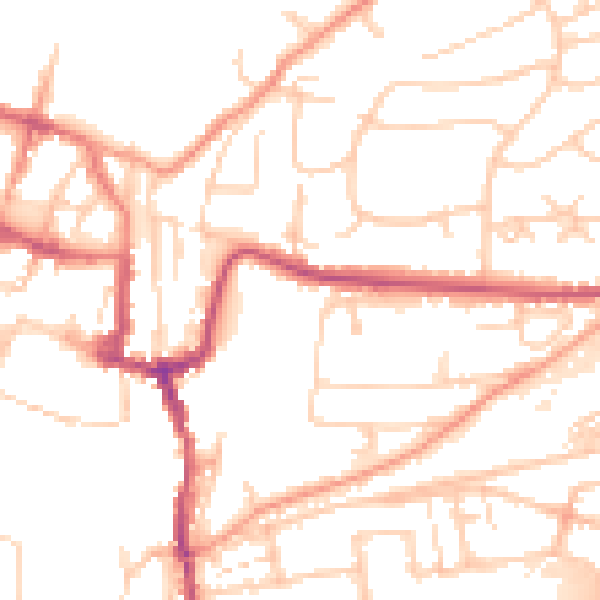 Daytime road noise heatmap for SO23 0JH