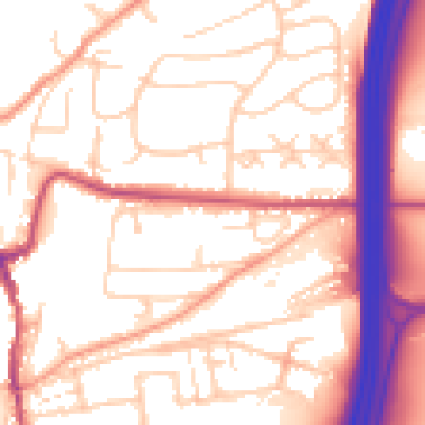Daytime road noise heatmap for SO23 0JX