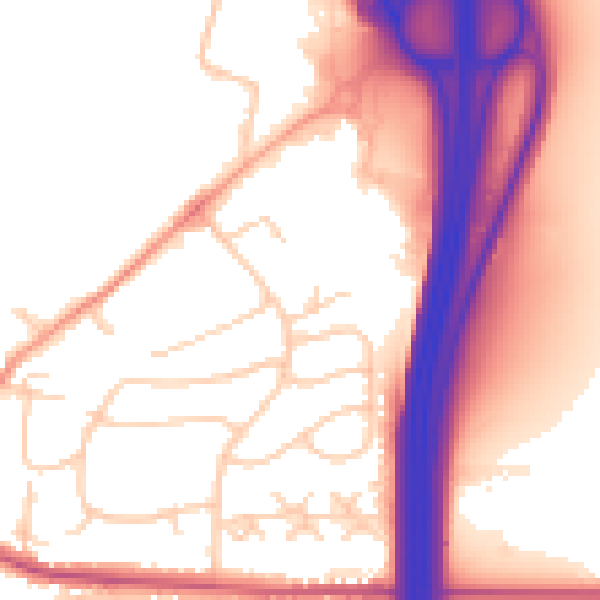Daytime road noise heatmap for SO23 0LX