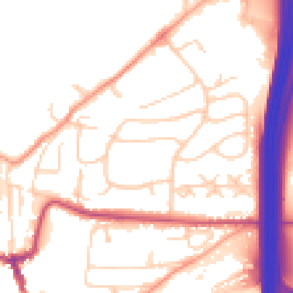 Daytime road noise heatmap for SO23 0NY