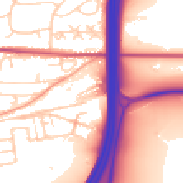 Daytime road noise heatmap for SO23 0QW