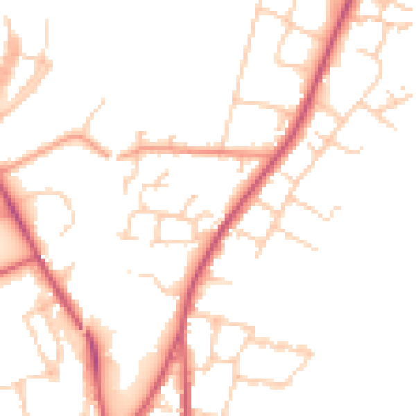 Daytime road noise heatmap for SO23 7AZ