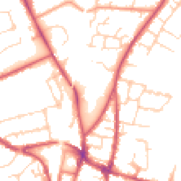Daytime road noise heatmap for SO23 7GA