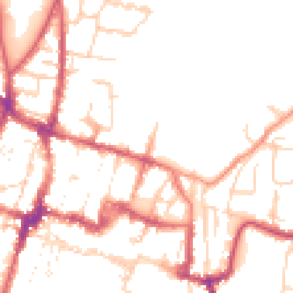 Daytime road noise heatmap for SO23 8DJ