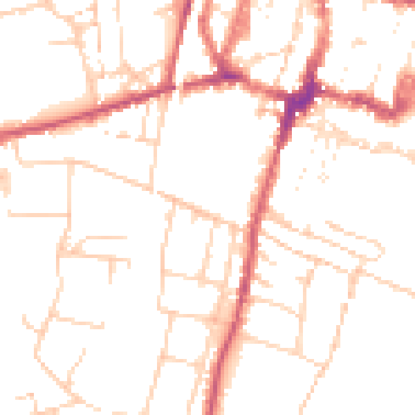 Daytime road noise heatmap for SO23 8GE