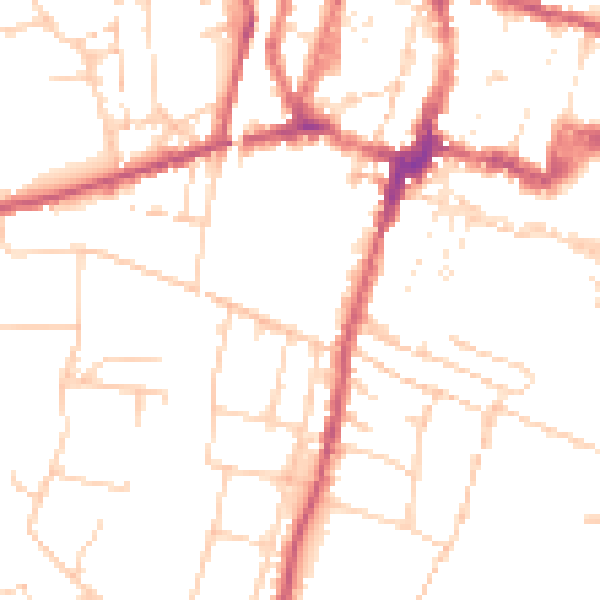 Daytime road noise heatmap for SO23 8GF