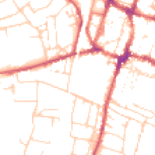 Daytime road noise heatmap for SO23 8GJ
