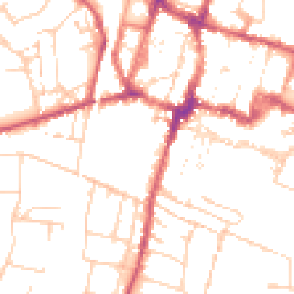 Daytime road noise heatmap for SO23 8GQ
