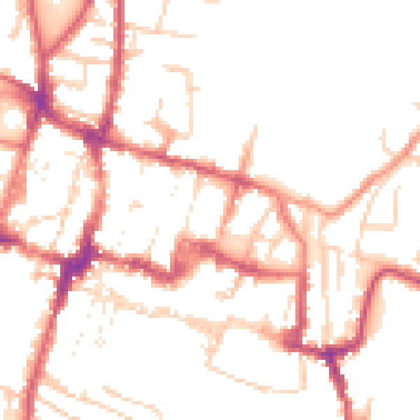 Daytime road noise heatmap for SO23 8HW