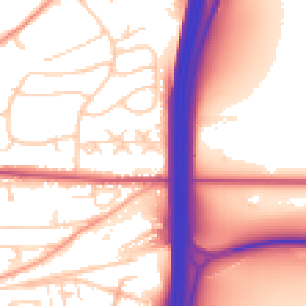 Daytime road noise heatmap for SO23 8SN