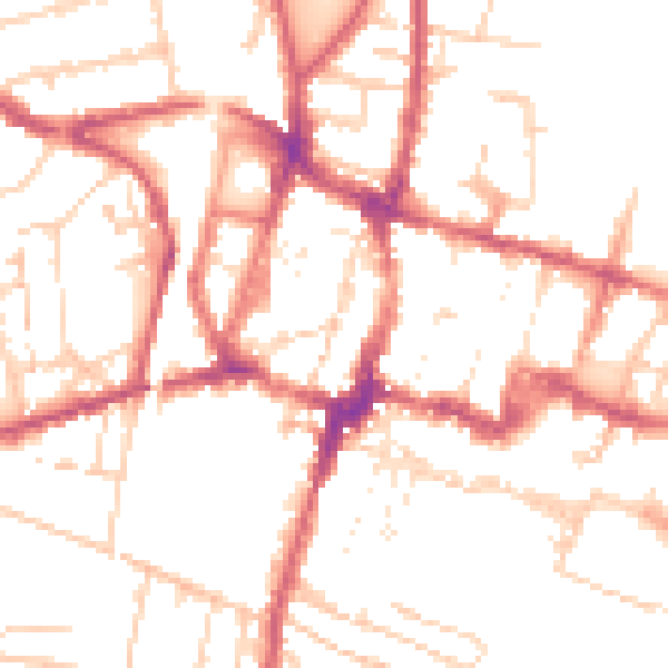 Daytime road noise heatmap for SO23 8SR