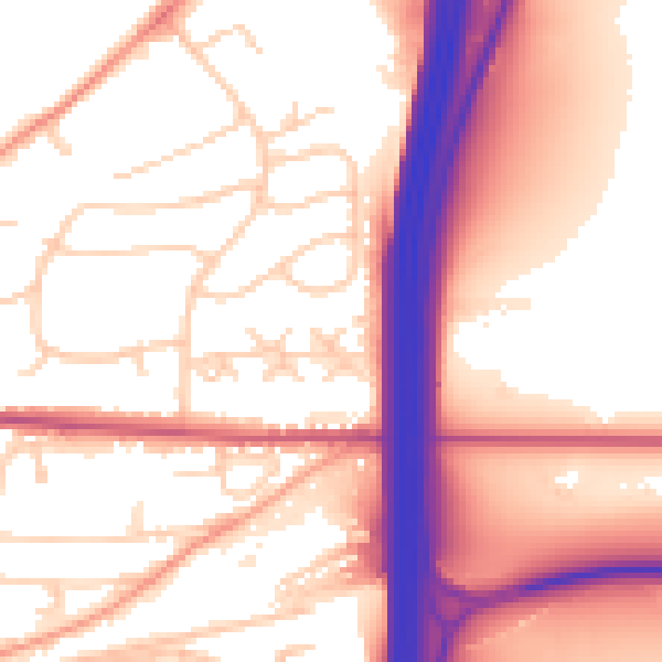 Daytime road noise heatmap for SO23 8SY
