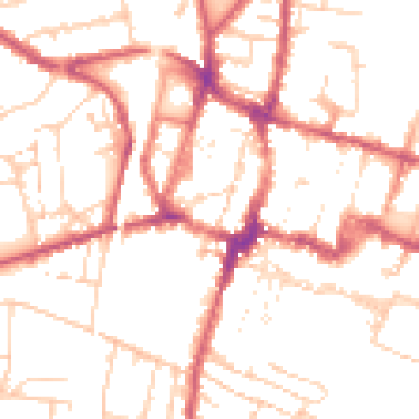 Daytime road noise heatmap for SO23 8SZ