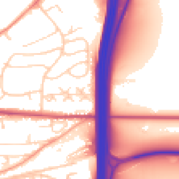 Daytime road noise heatmap for SO23 8TE