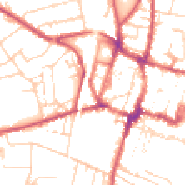 Daytime road noise heatmap for SO23 8UT