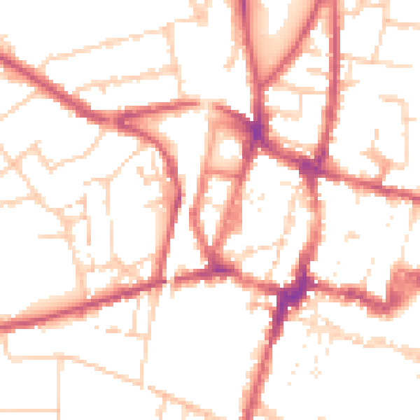 Daytime road noise heatmap for SO23 8UY