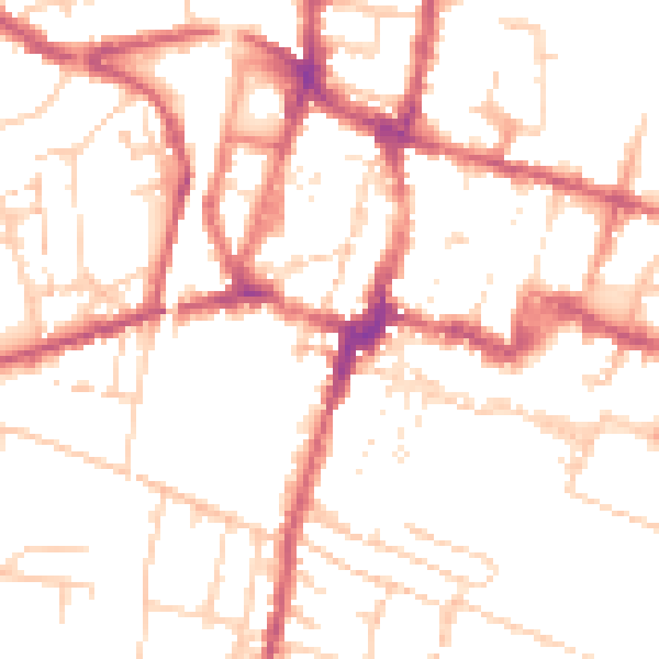 Daytime road noise heatmap for SO23 9DA
