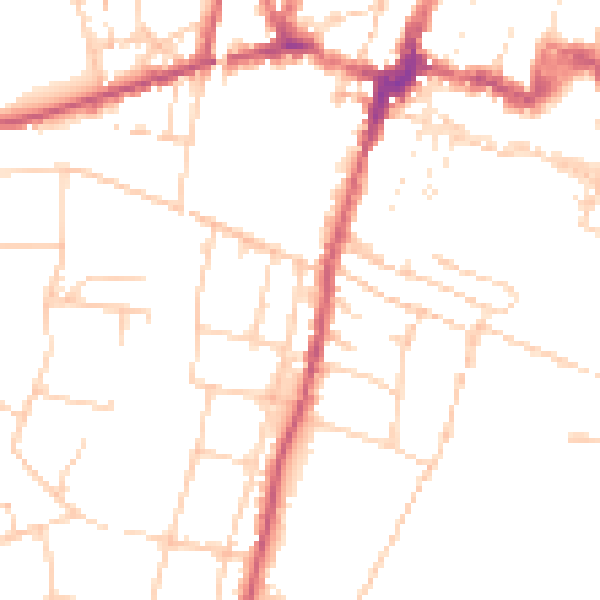 Daytime road noise heatmap for SO23 9EQ