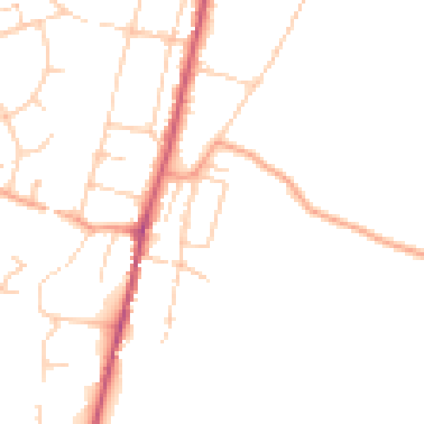 Daytime road noise heatmap for SO23 9QE