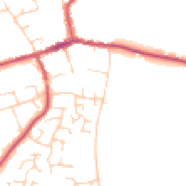 Daytime road noise heatmap for SO24 9JP